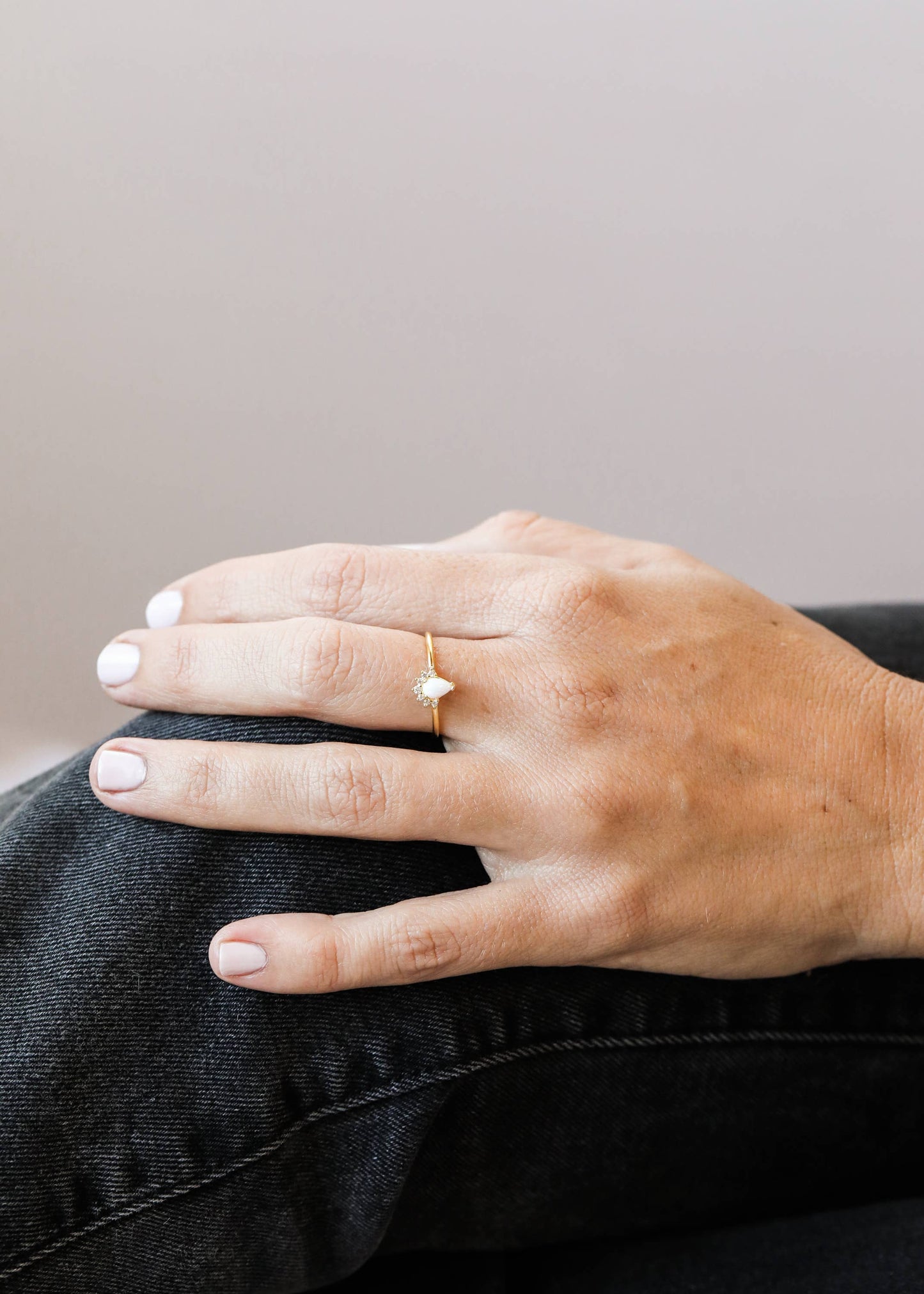 Opalite Burst CZ GP Ring
