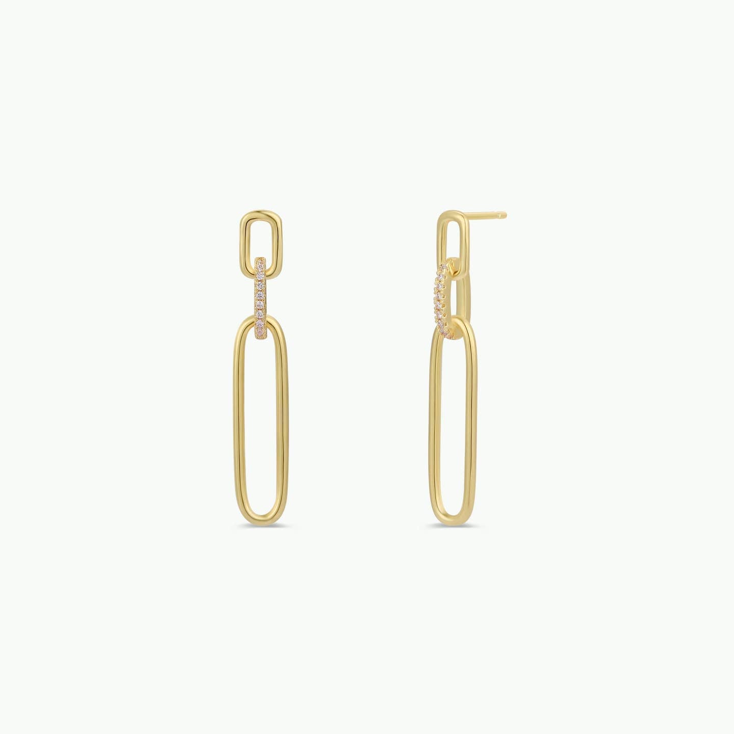 Pave Link Drop GP Earrings with Sterling Post