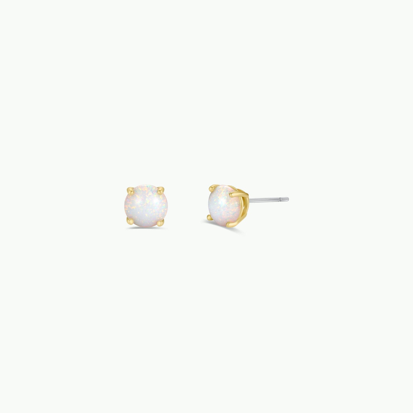 White Round Opalite GP Prong Studs