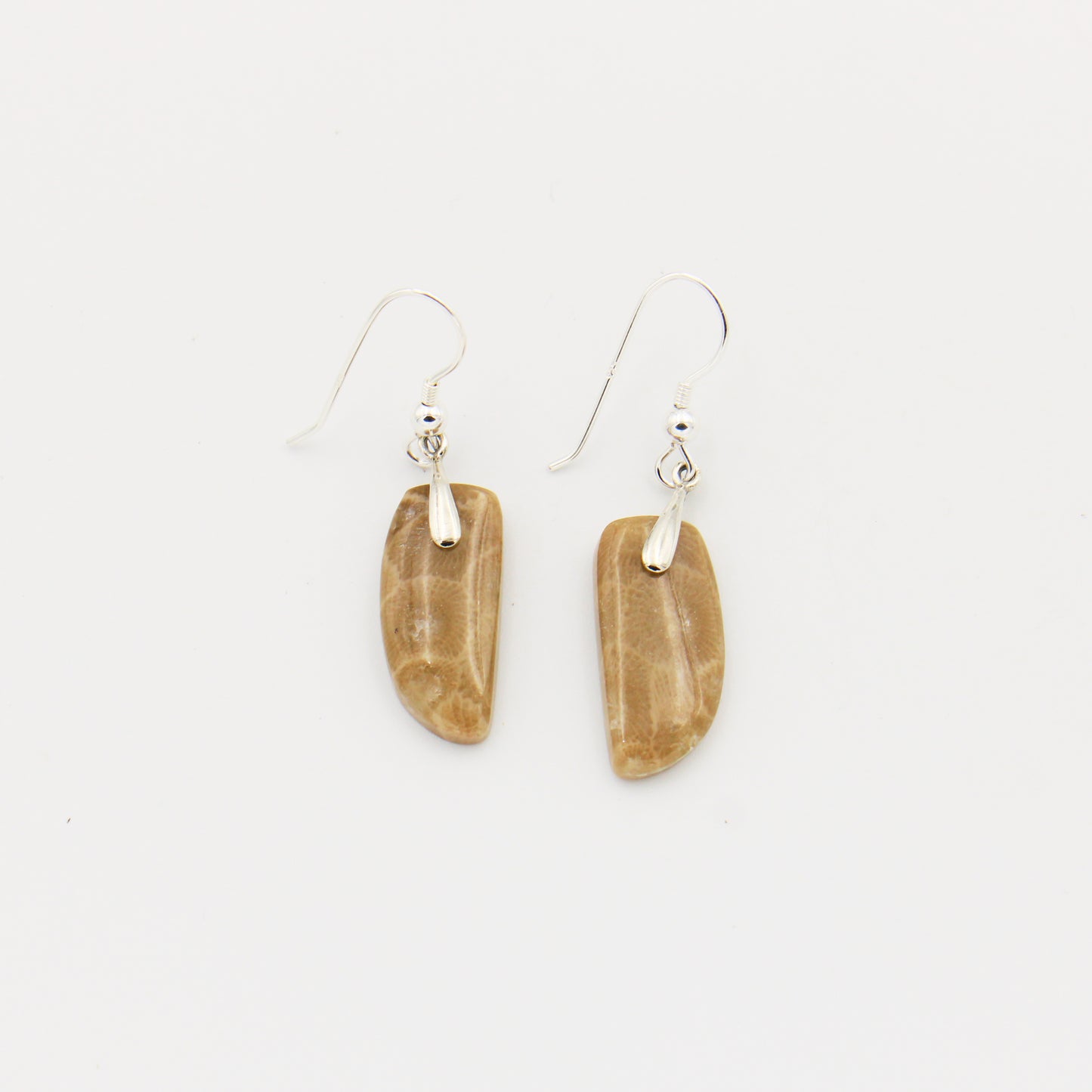 Petoskey Ovoid Slice Sterling Earrings