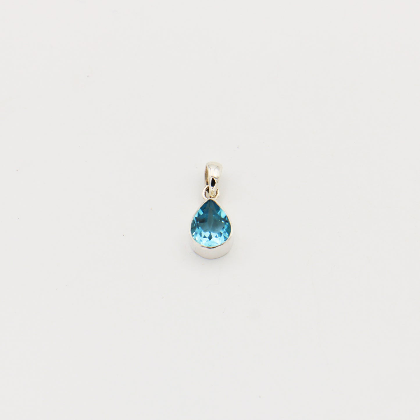 Blue Topaz Pear Sterling Pendant