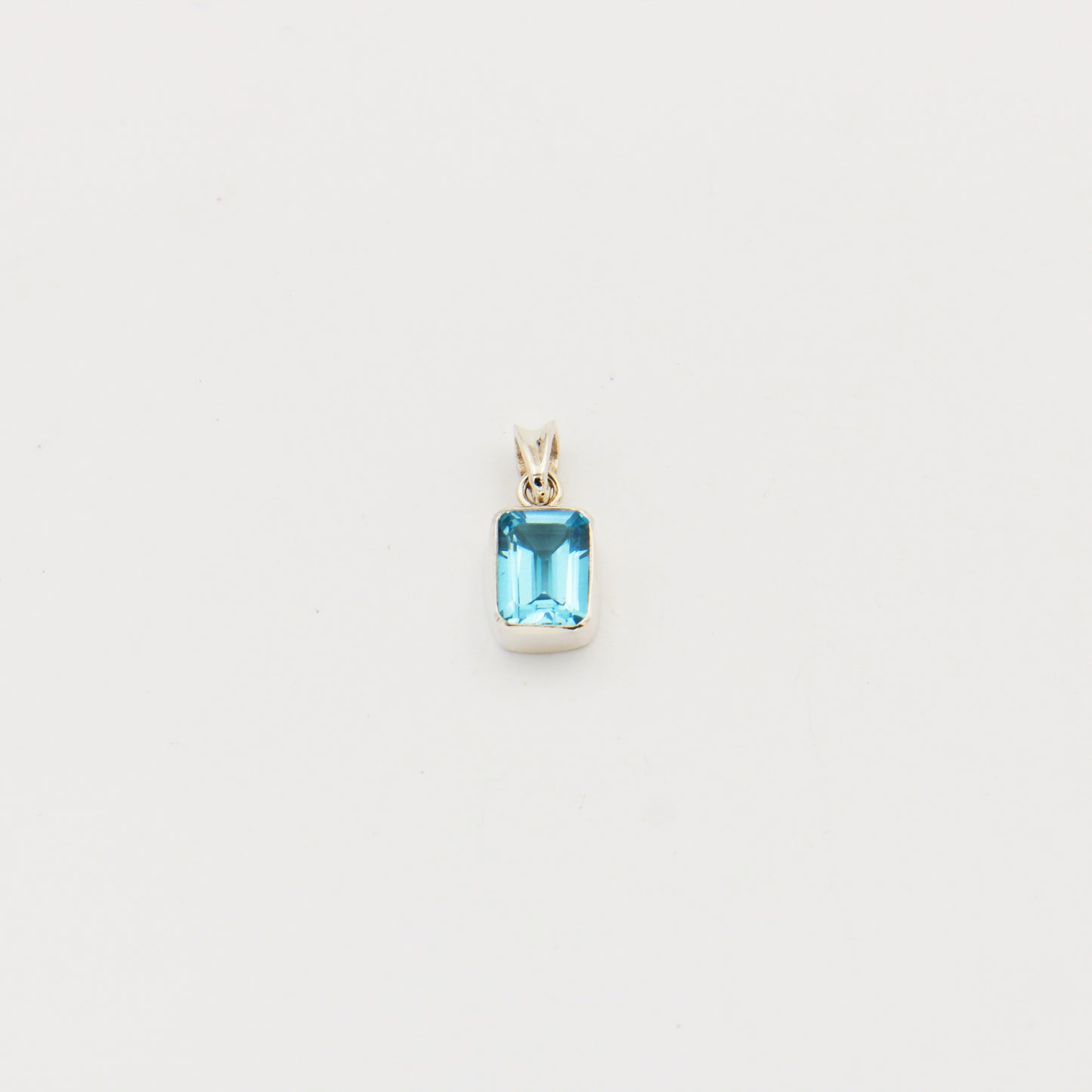 Blue Topaz Rectangle Sterling Pendant