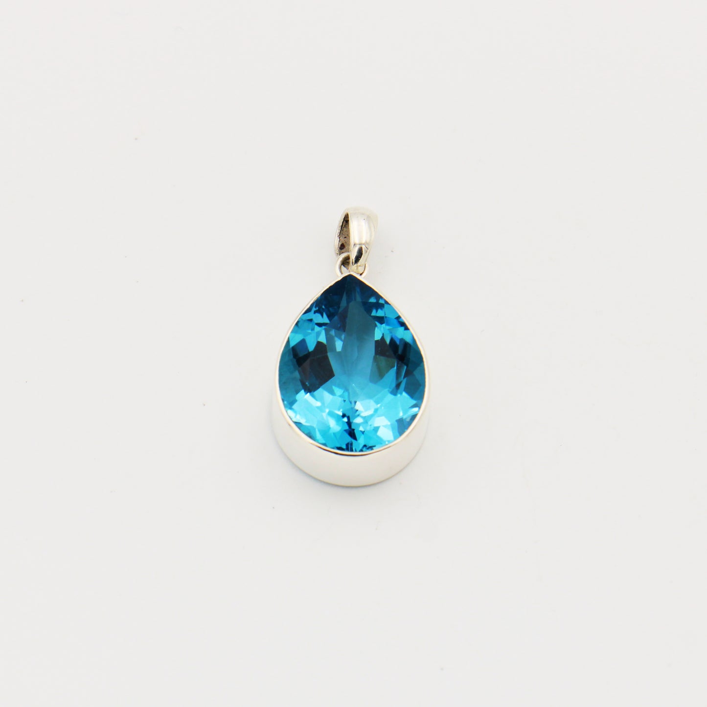 Blue Topaz Large Teardrop Sterling Pendant