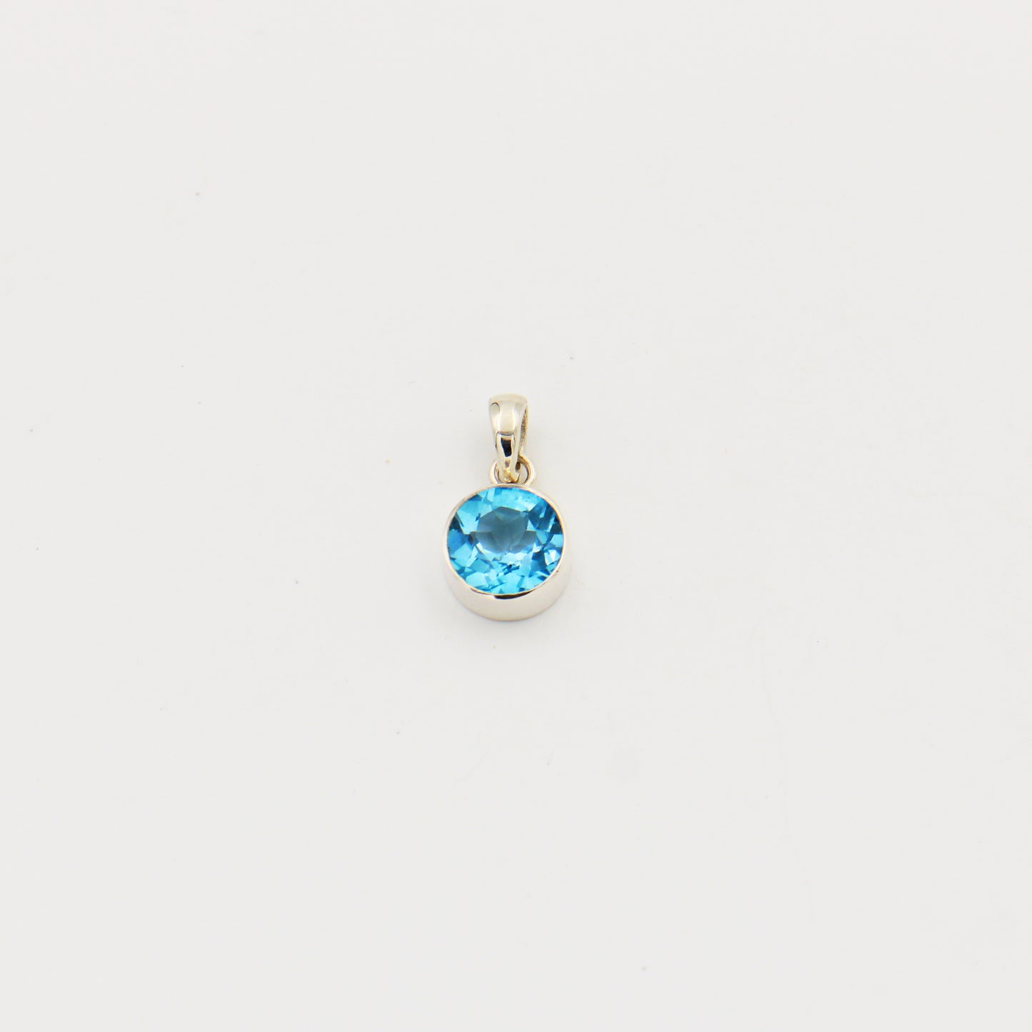 Blue Topaz Round Sterling Pendant