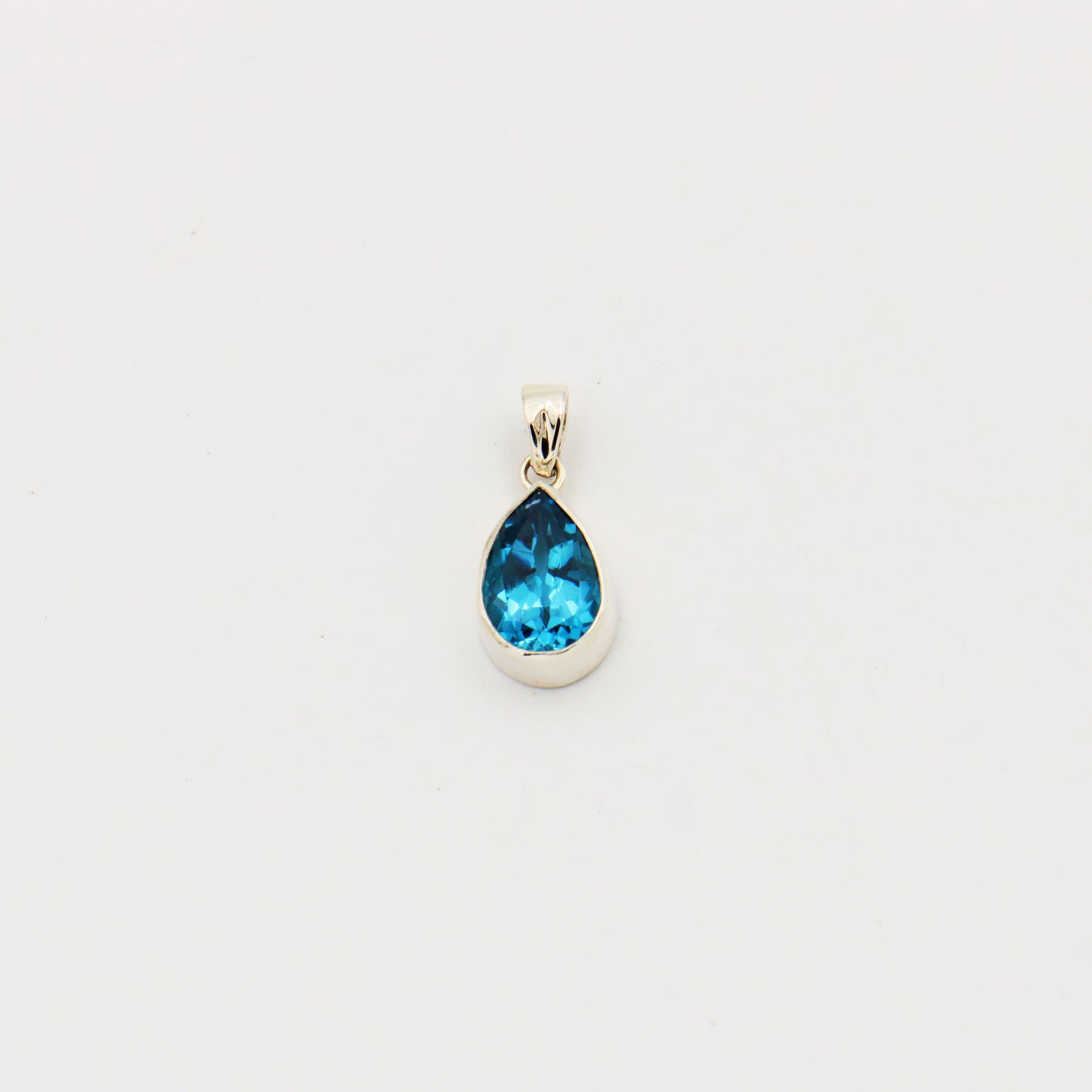 Blue Topaz Pear Sterling Pendant
