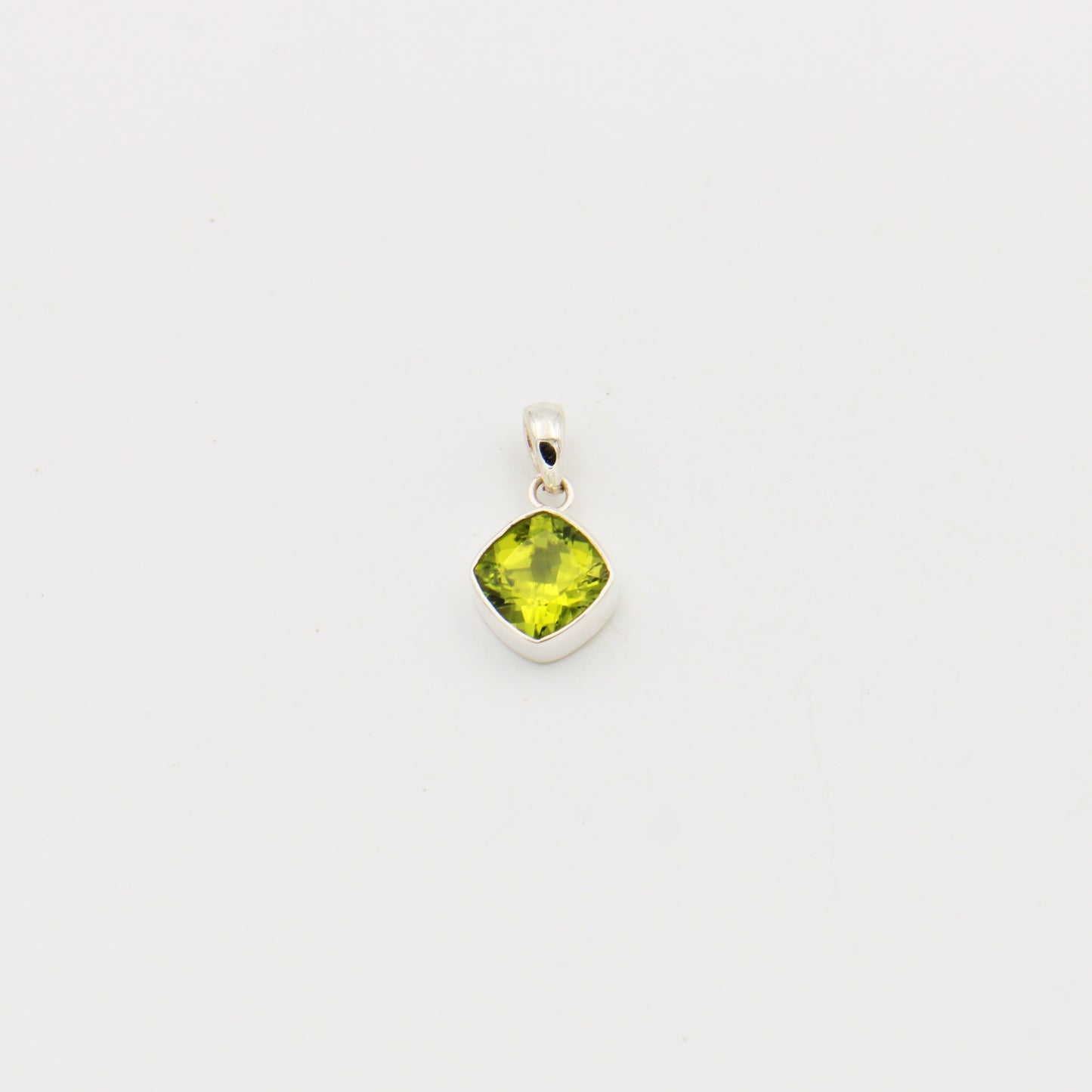 Peridot Cushion Cut Sterling Pendant