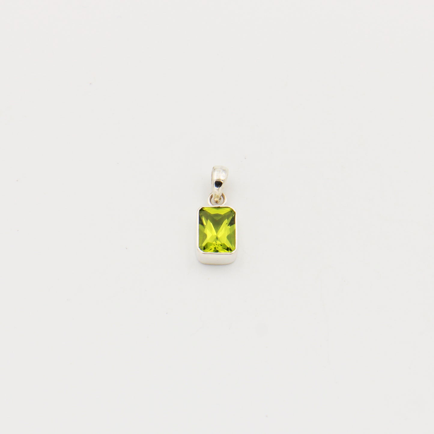 Peridot Emerald Cut Sterling Pendant