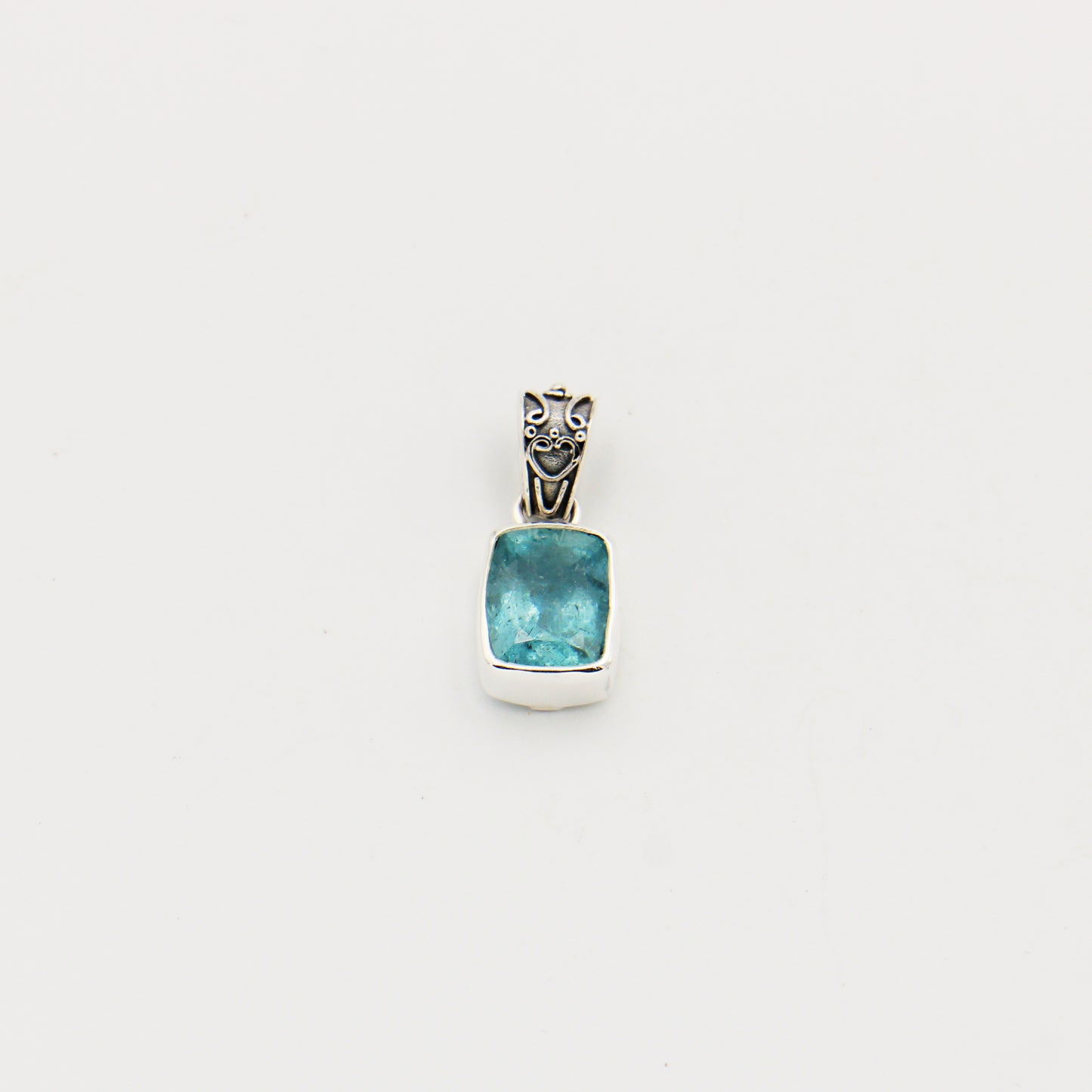 Aquamarine Rectangle Sterling Pendant