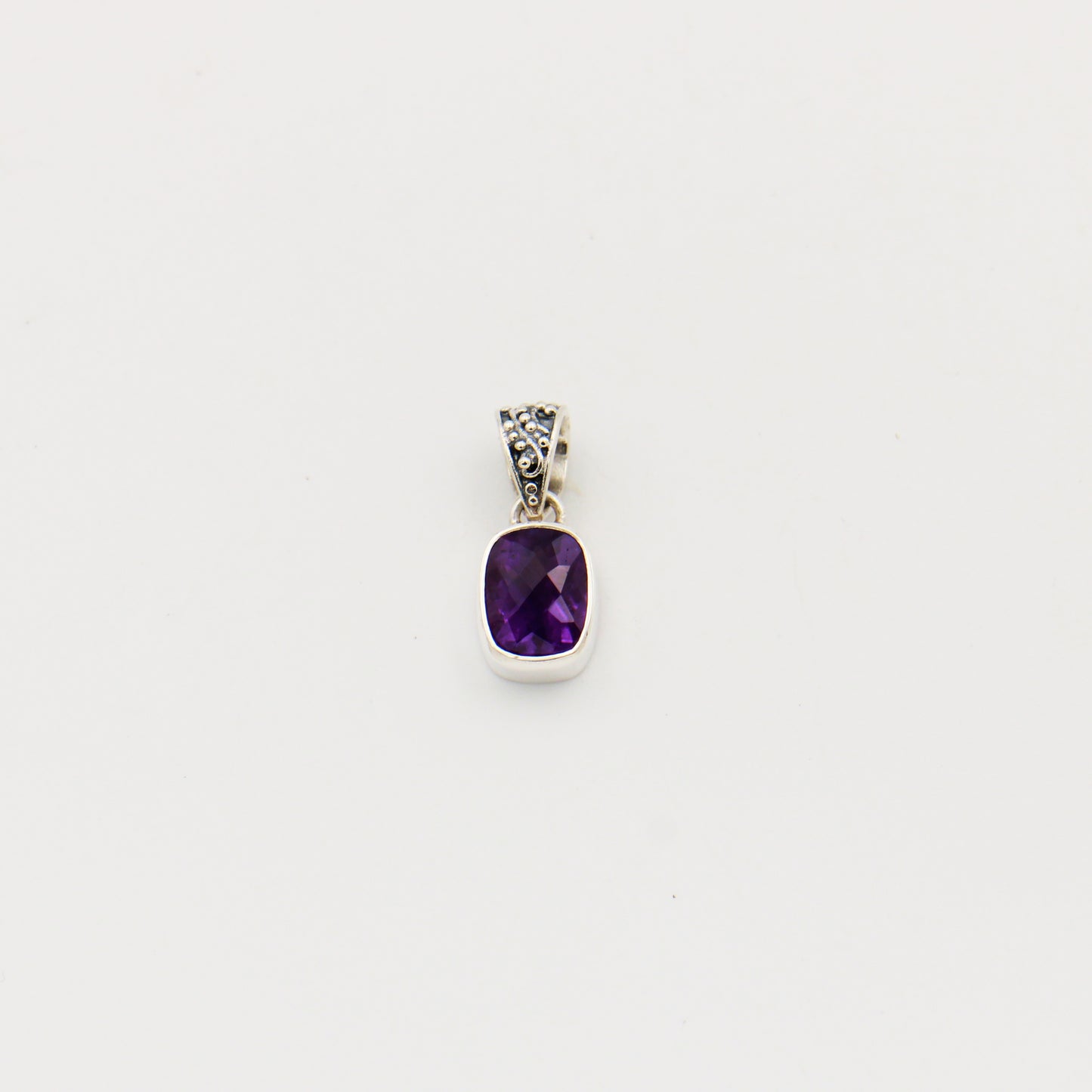 Amethyst Rectangle Cushion Sterling Pendant