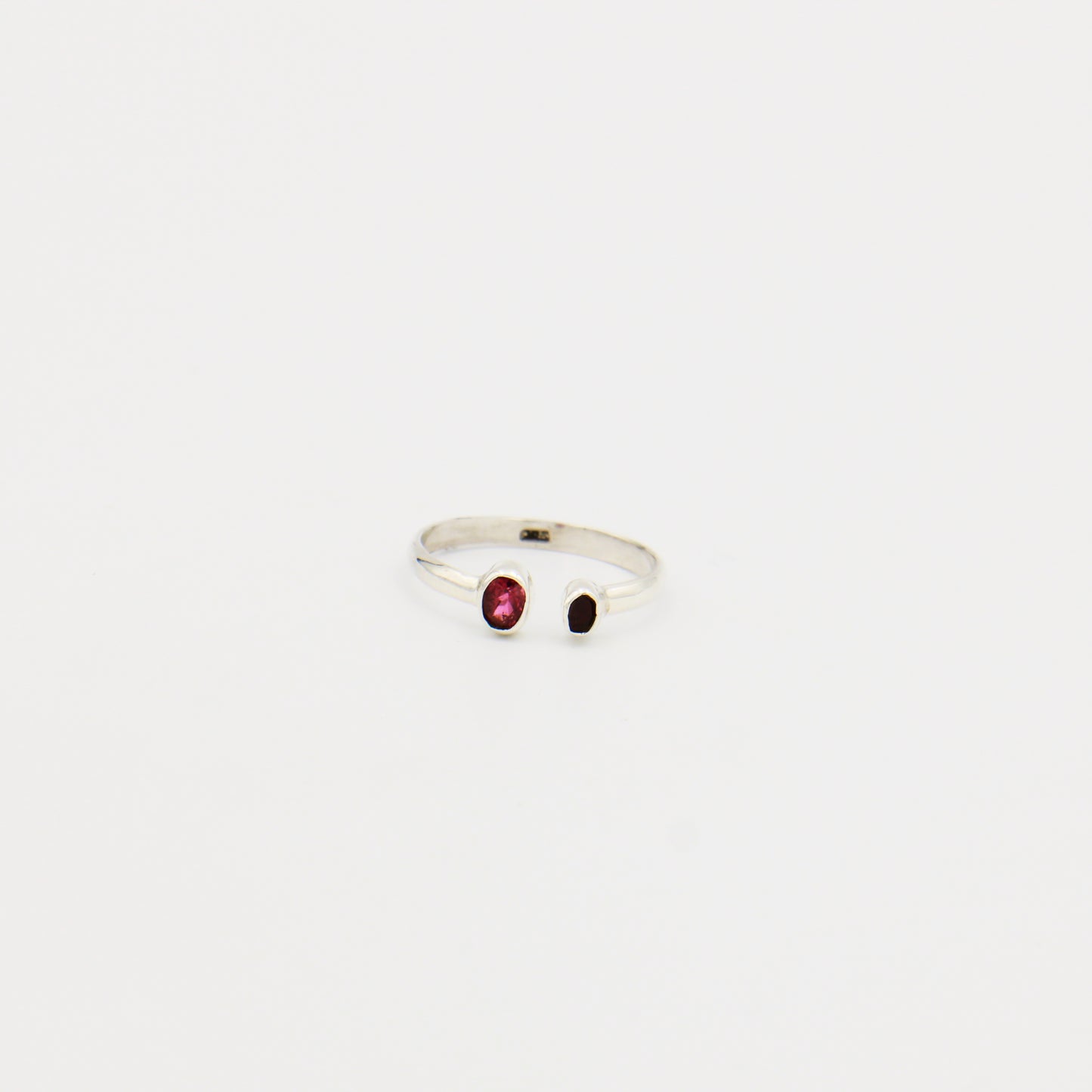 Pink Tourmaline 2 Stone Sterling Ring Size 9
