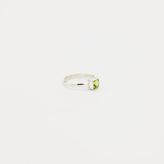 Peridot Square Sterling Ring Size 7