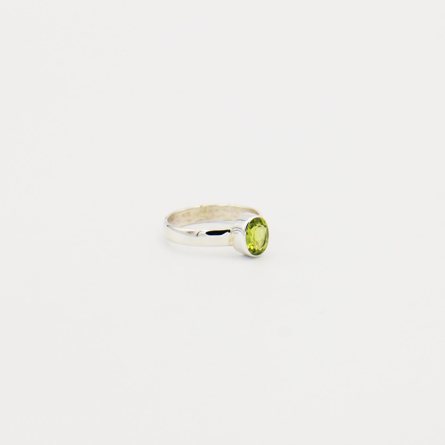 Peridot Oval Sterling Ring Size 9