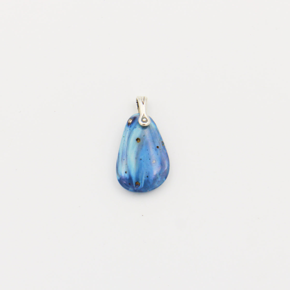 Leland Blue Light Blue Pear Ovoid Drilled Sterling Pendant