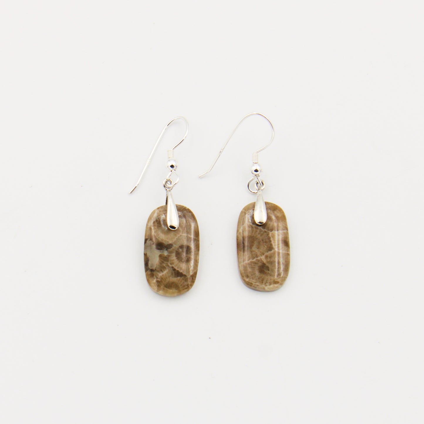 Petoskey Oval Slice Sterling Earring