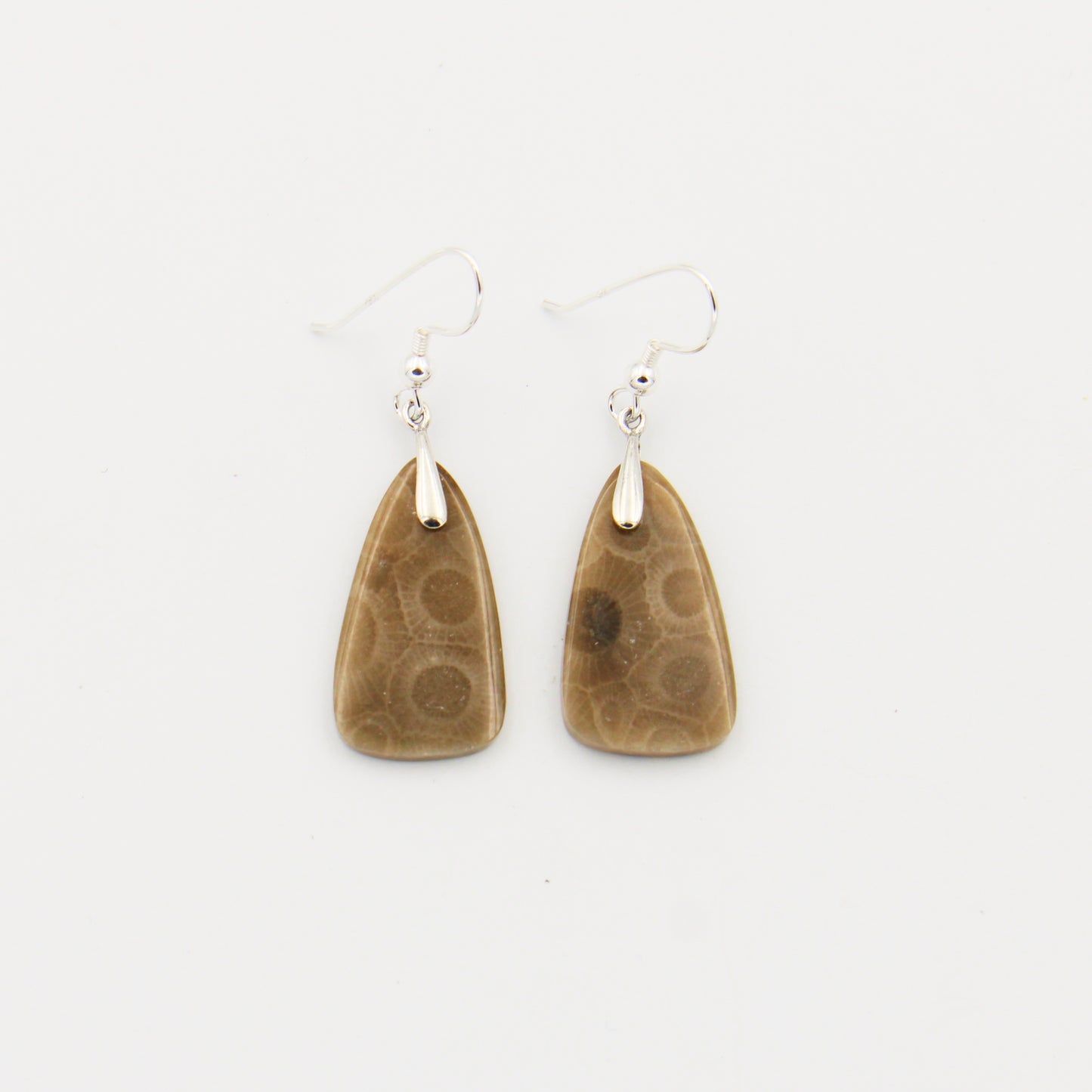 Petoskey Long Triangle Slice Sterling Earrings