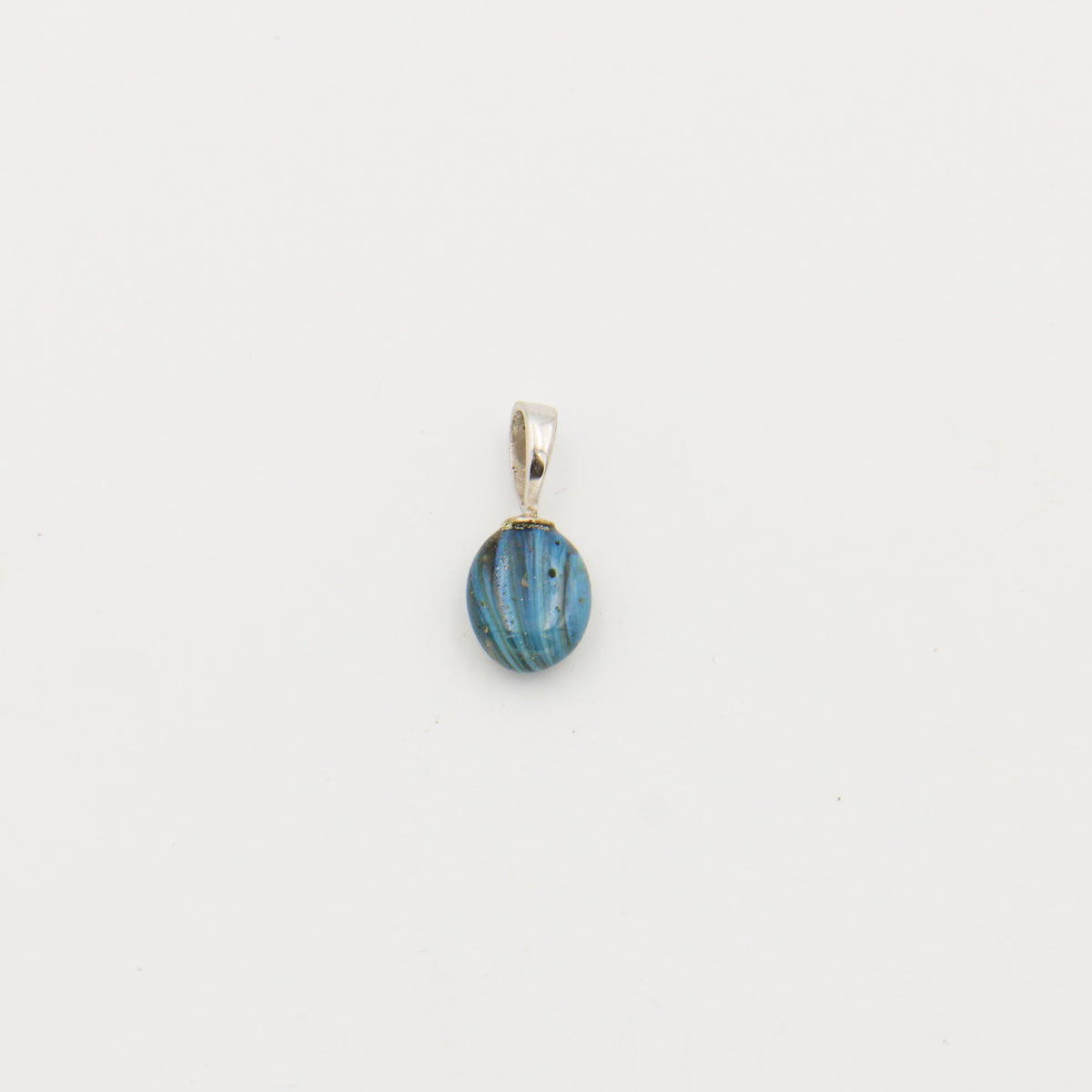 Tiny Leland Blue Drilled Oval Pendant