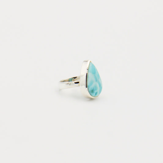 Larimar Large Pear Sterling Ring Size Adj