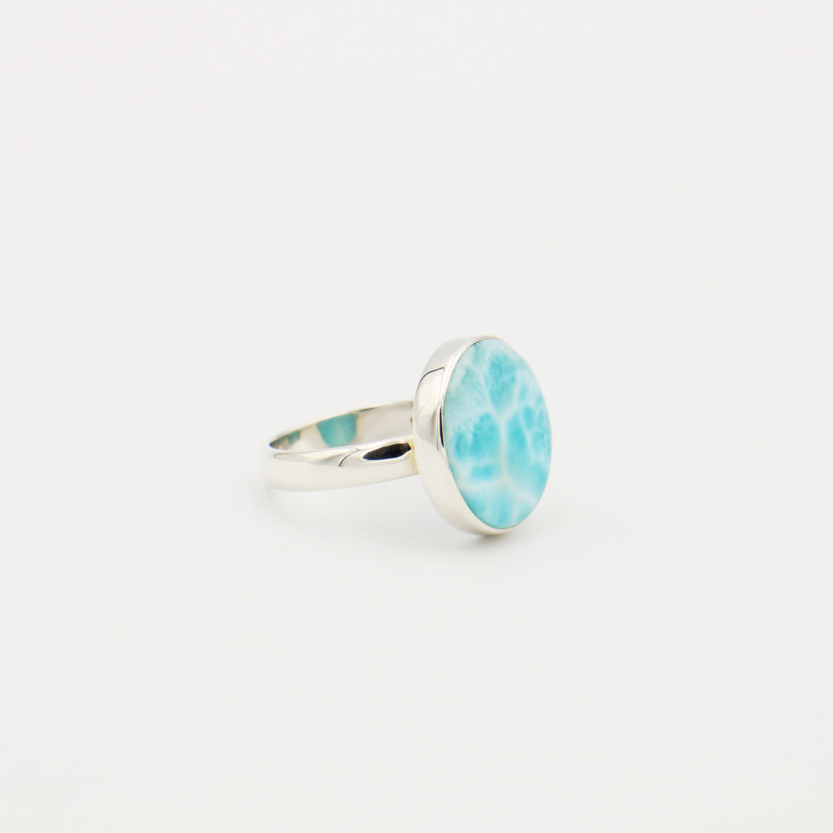 Larimar Round Sterling Ring Size 10