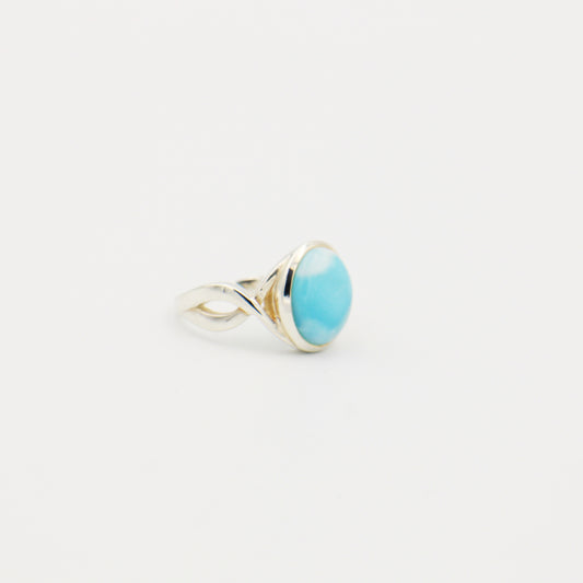 Larimar Oval Twist Sterling Ring Size 6