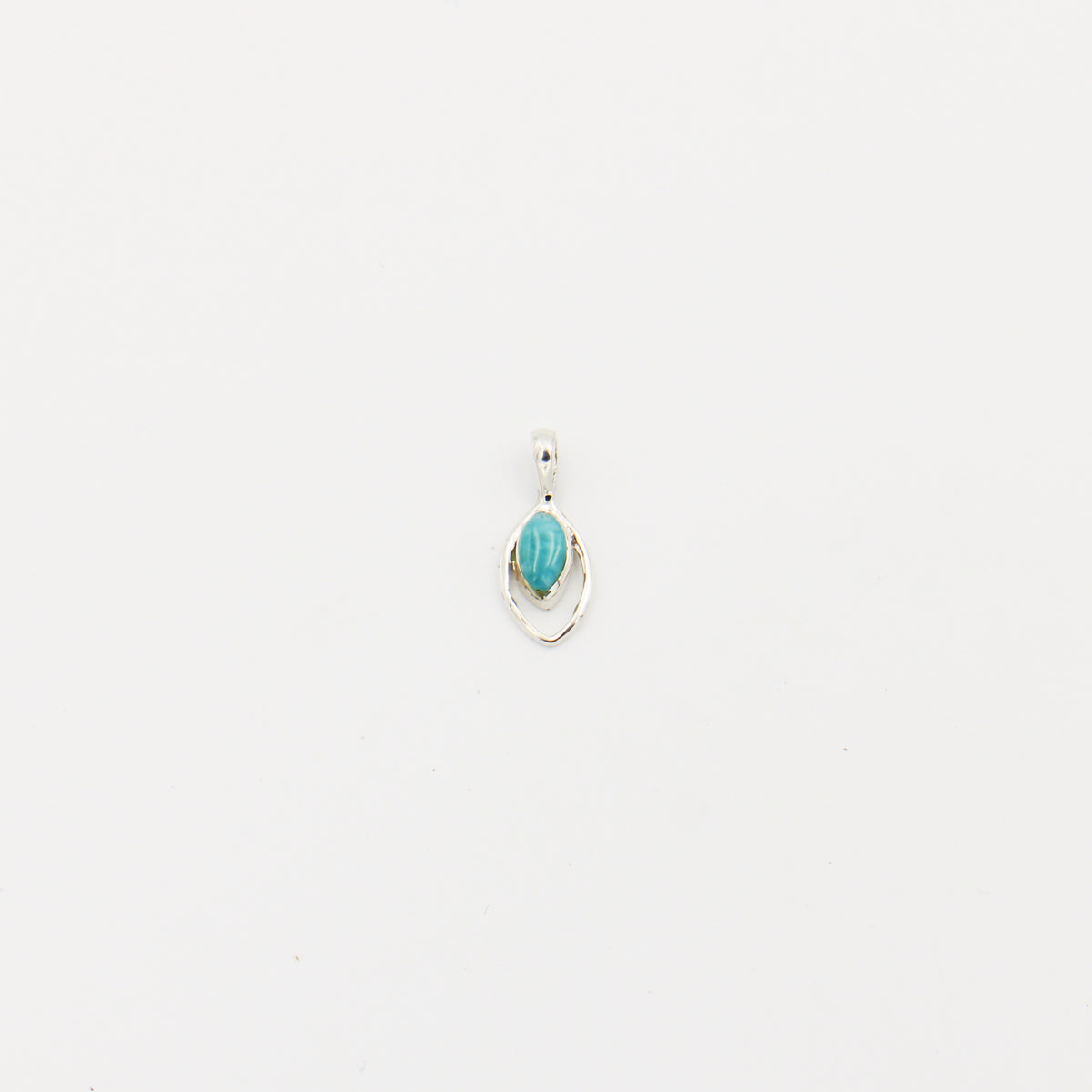 Larimar Tiny Marquis Sterling Pendant 8mm