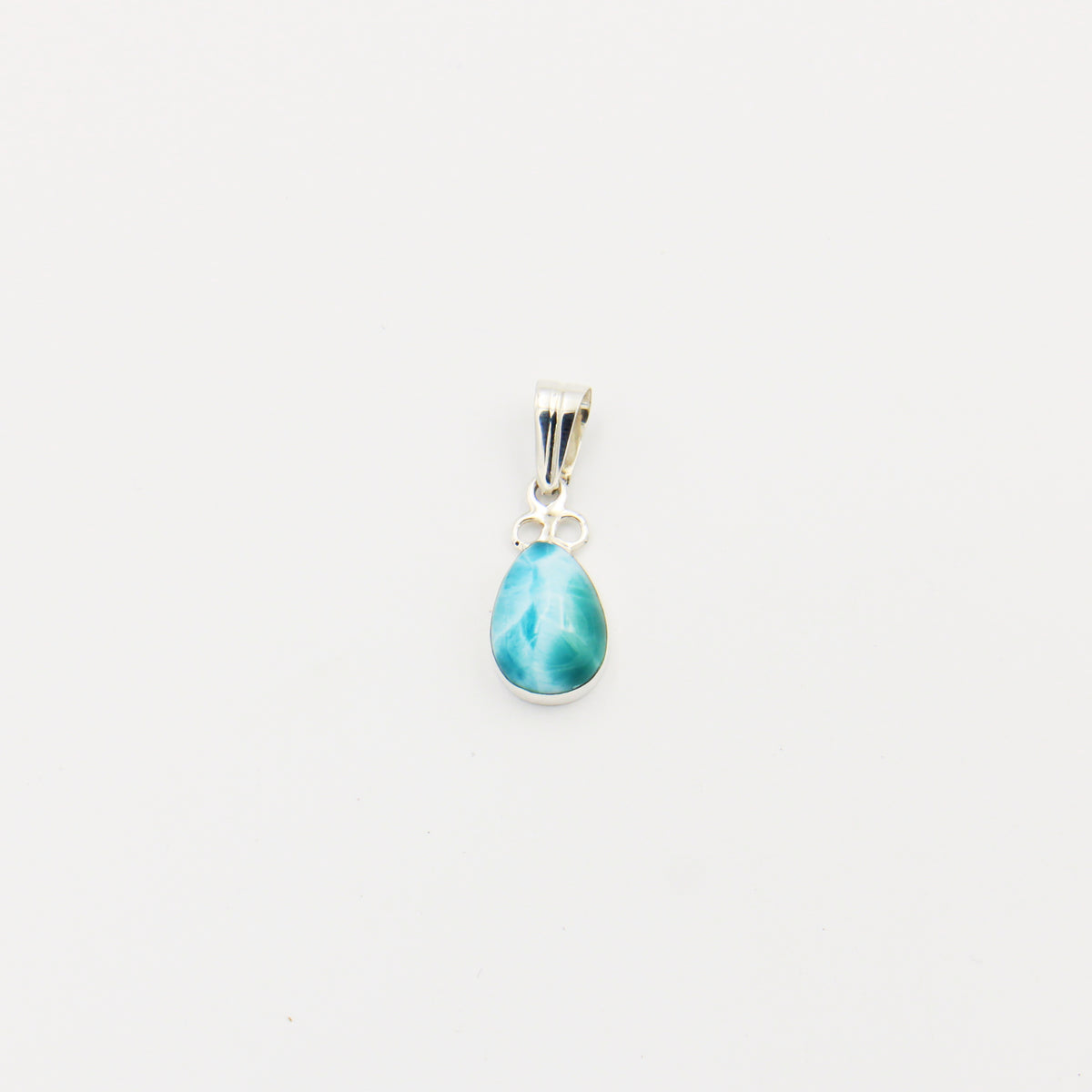 Larimar Pear 3 Circles Sterling Pendant 15mm