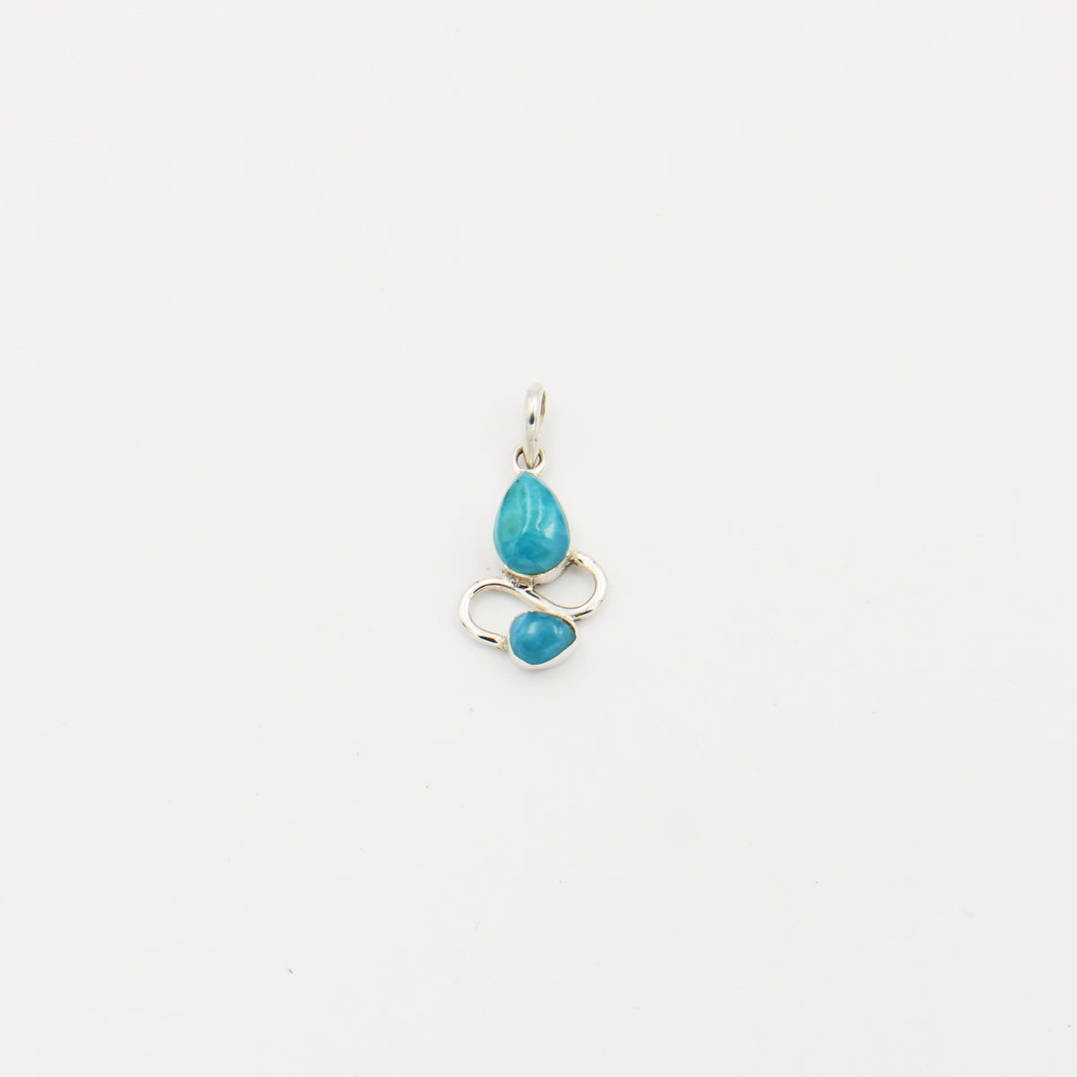 Larimar Pear 2 Stone Sterling Pendant