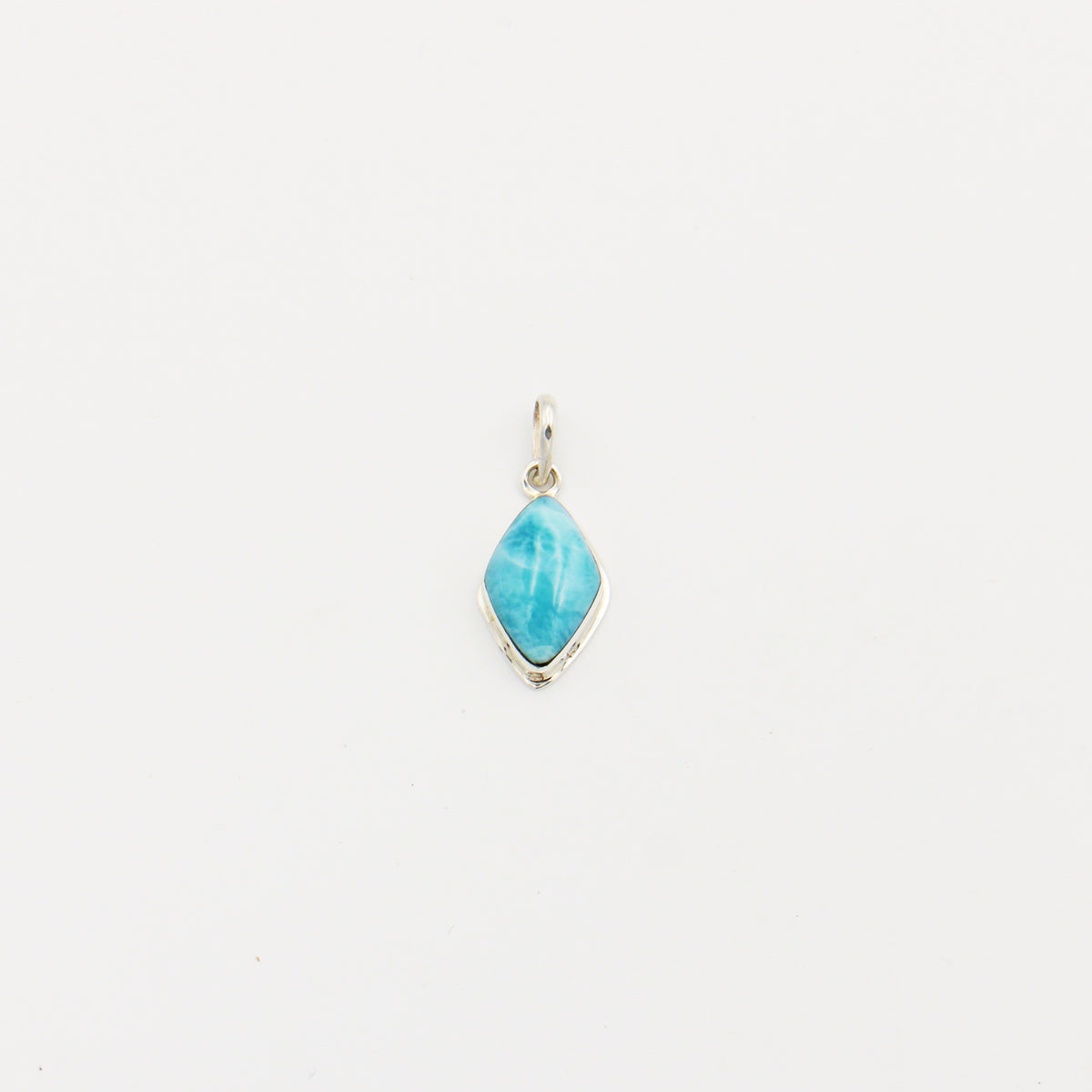 Larimar Diamond Sterling Pendant 18mm