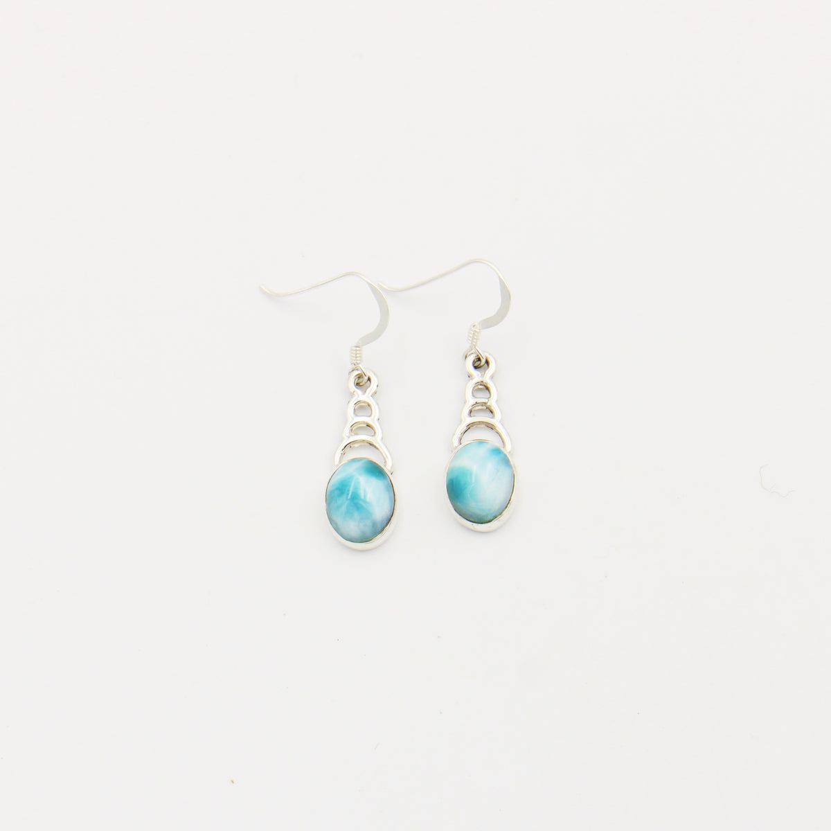 Larimar Oval & Half Circle Sterling Drop Earrings