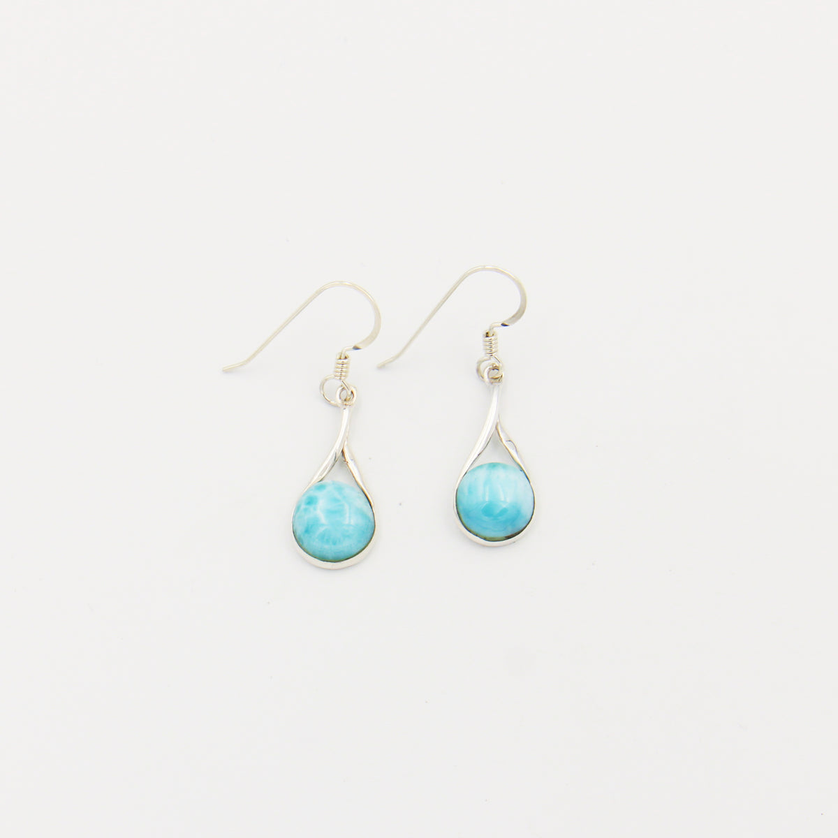Larimar Round Sterling Twist Drop Earrings 10mm