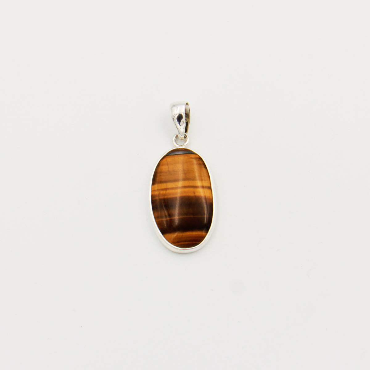 Tiger Eye Oval Sterling Pendant