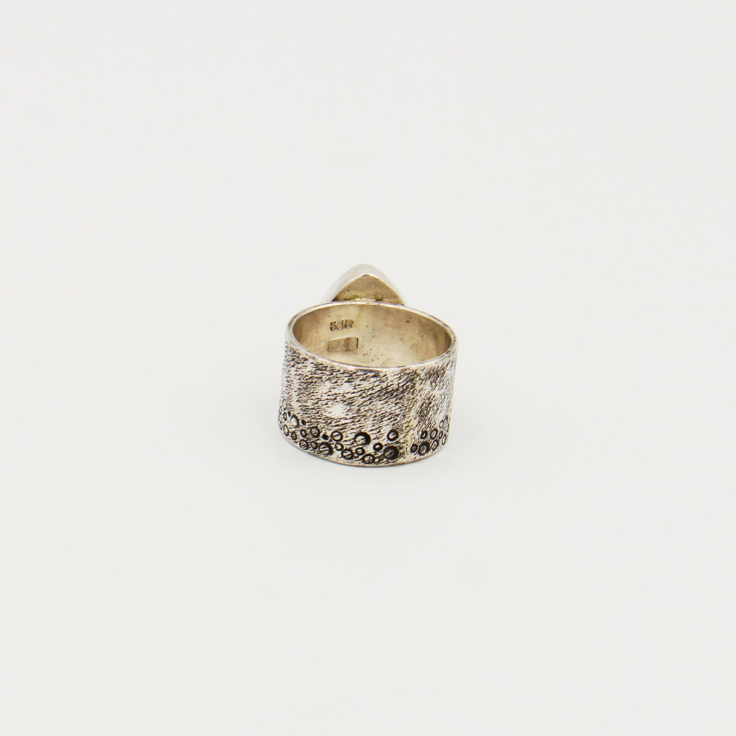 Citrine Trilliant Sterling Wide Band Ring Size 8.75