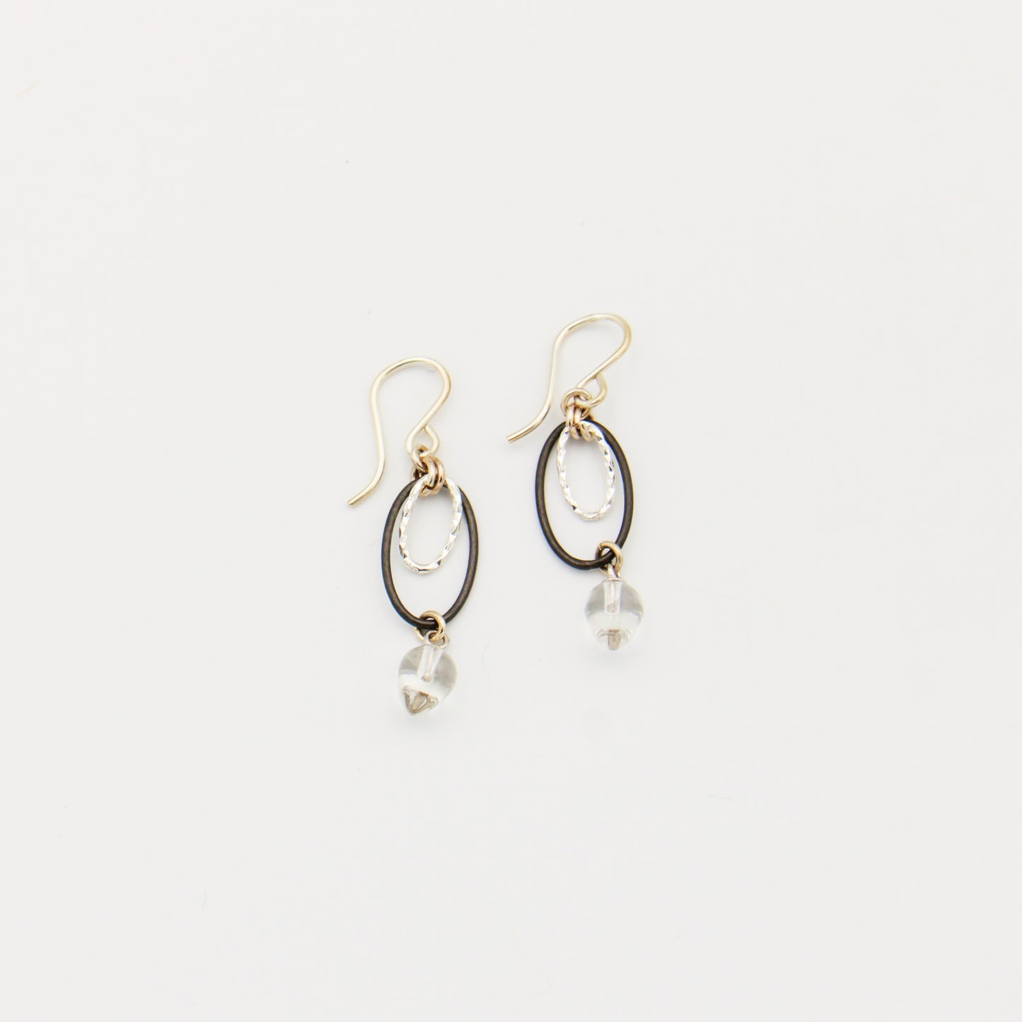 Quartz Drops Sterling Oxidized Earrings
