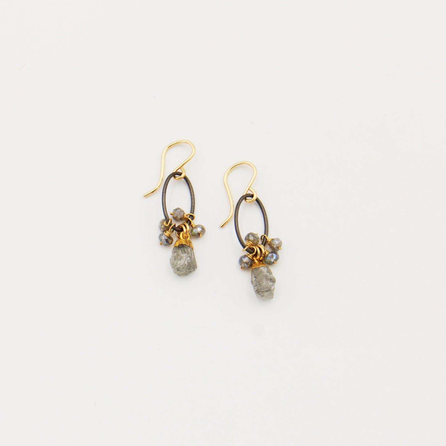 Raw Tourmalinated Quartz Sterling & GF Earrings