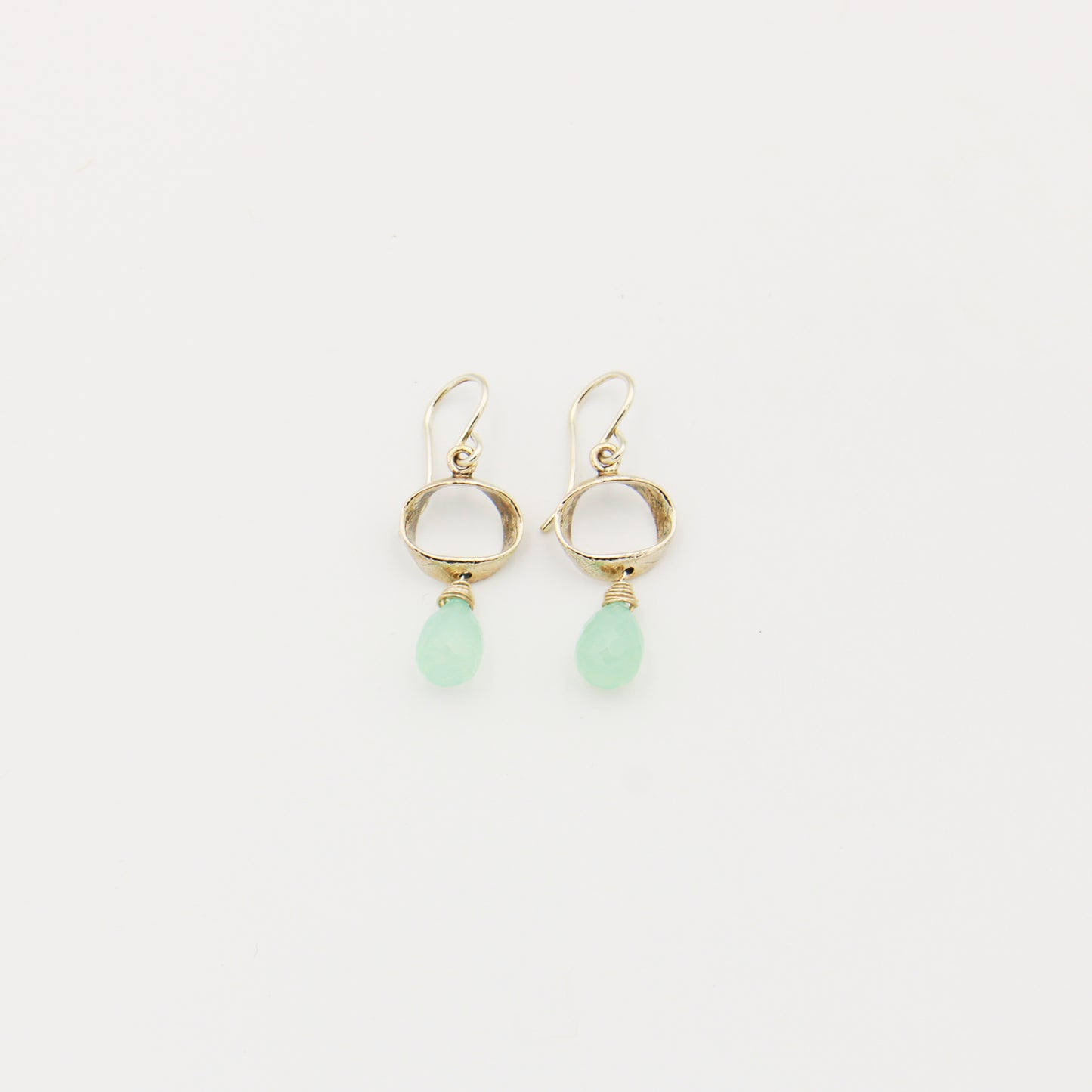Aqua Chalcedony Ellipse with Drop Sterling Earrings
