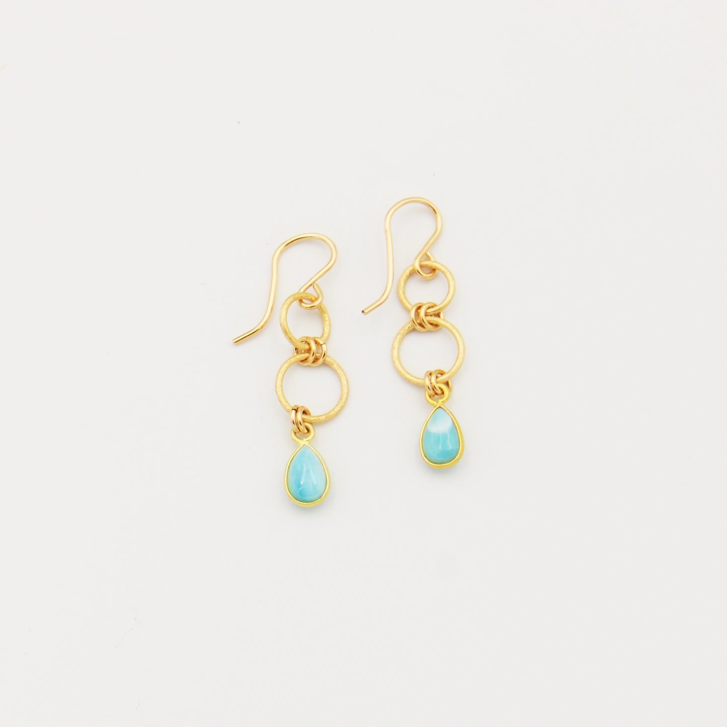 Larimar Teardrop GF Double Circle Earrings