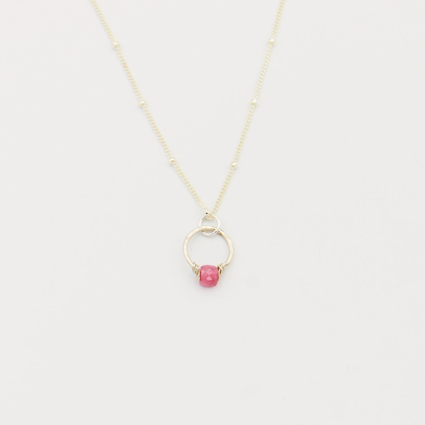 Pink Tourmaline Get Lucky Sterling Necklace 15"-17"