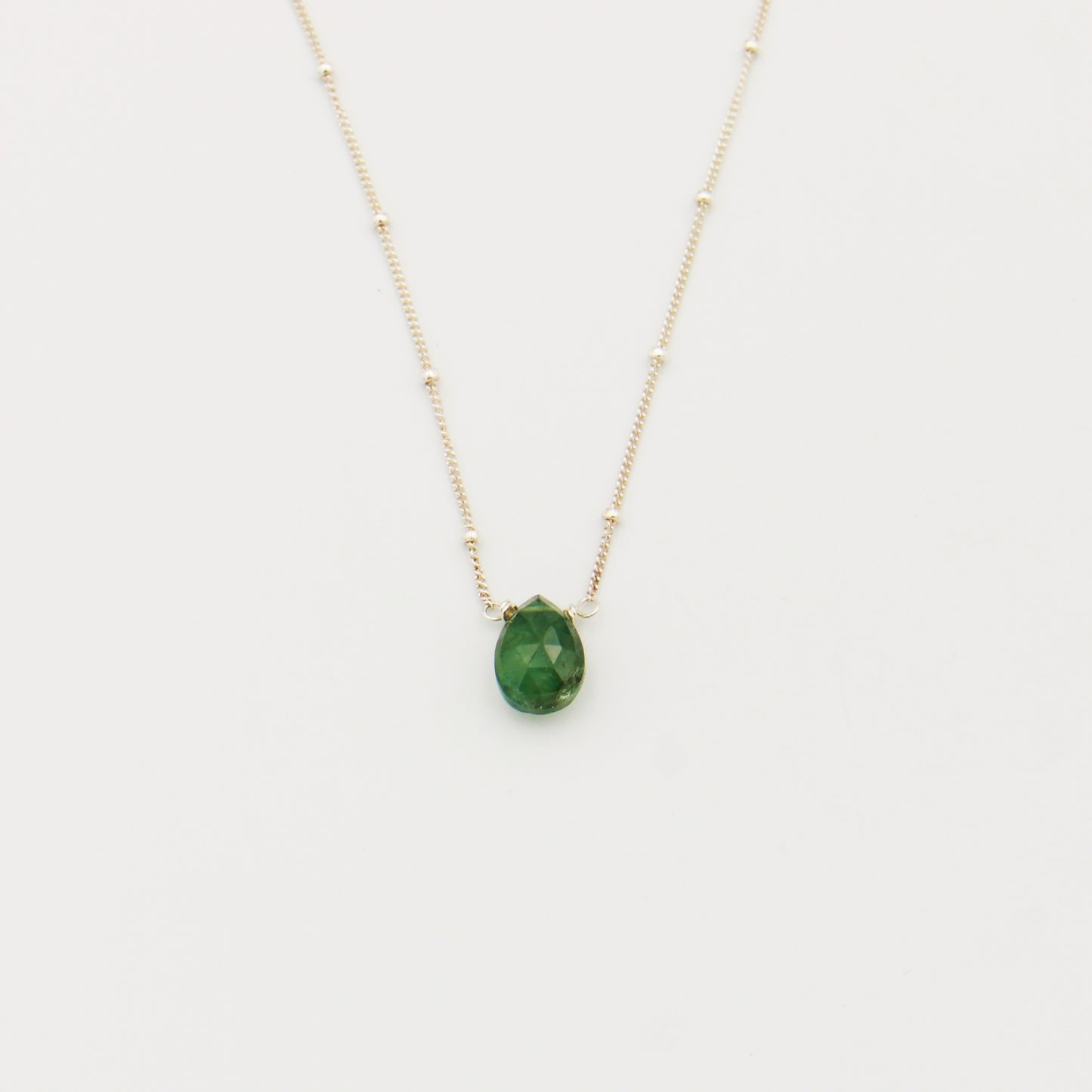 Drop of Goodness Green Tourmaline Sterling Necklace 15-17"