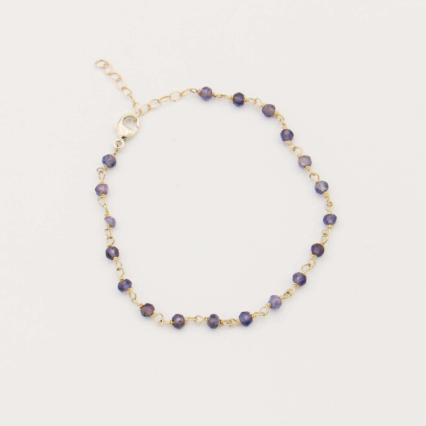 Iolite Dainty Bead & Sterling Bracelet 6.5-7.5"