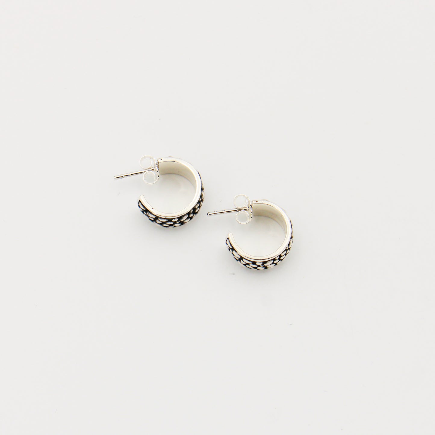 Small Sterling Silver Pebbled Hoops