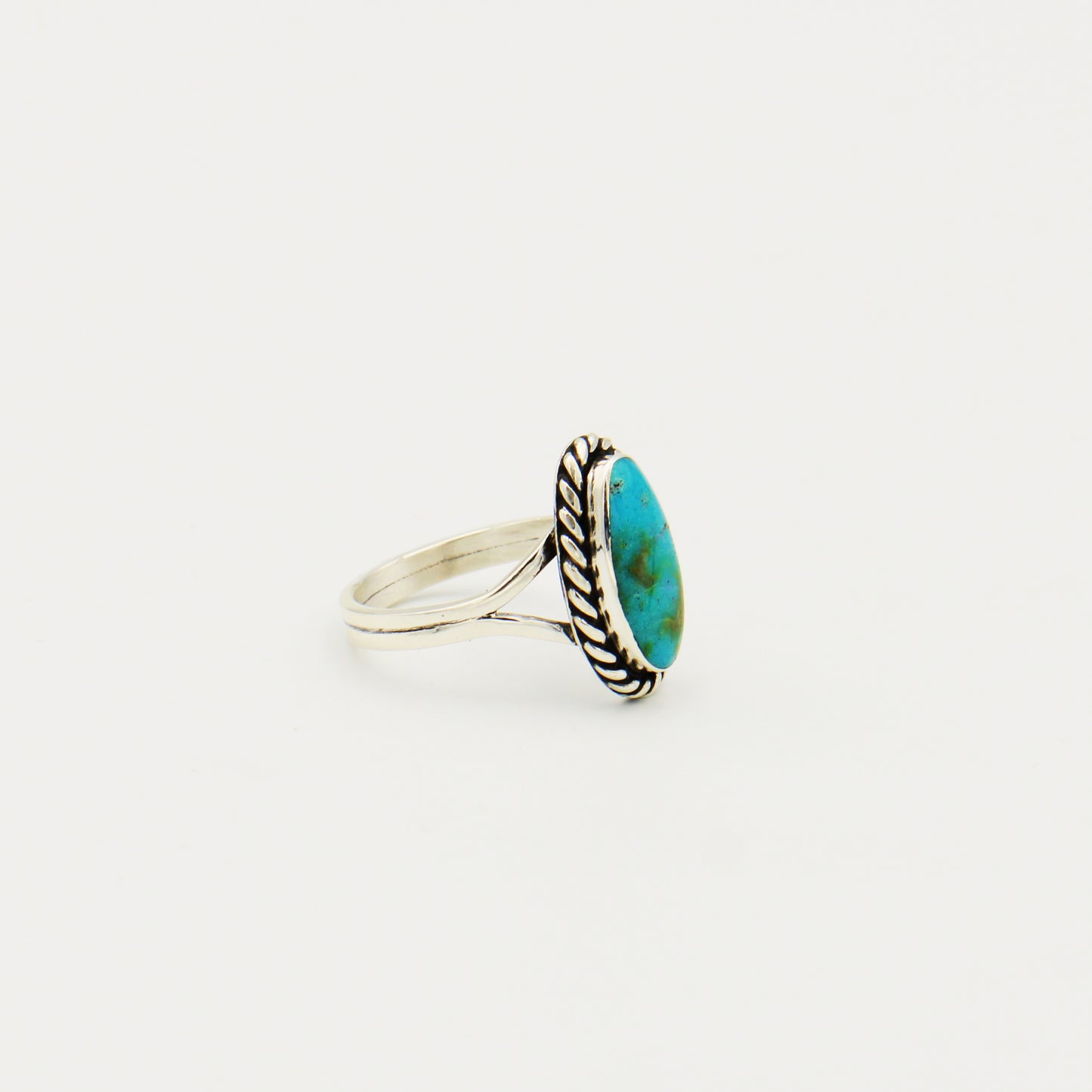 Turquoise Long Oval Sterling Ring Size 9.5