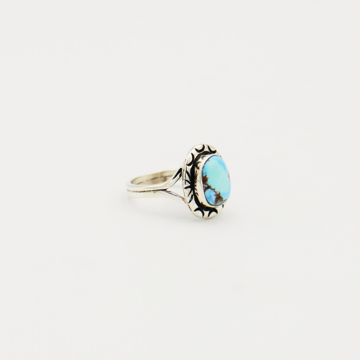 Turquoise Ovoid Sterling Ring Size 8