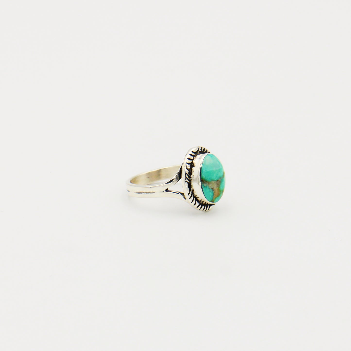 Turquoise Ovoid Sterling Ring Size 6.5