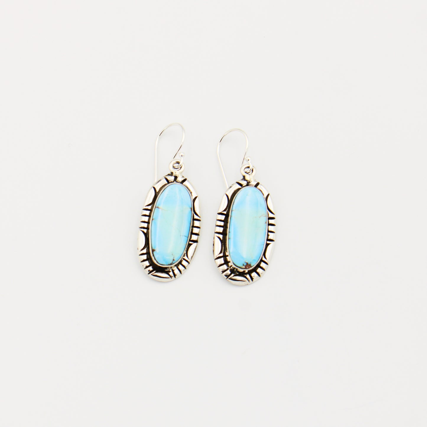 Turquoise Oval South West Bezel Sterling Earrings