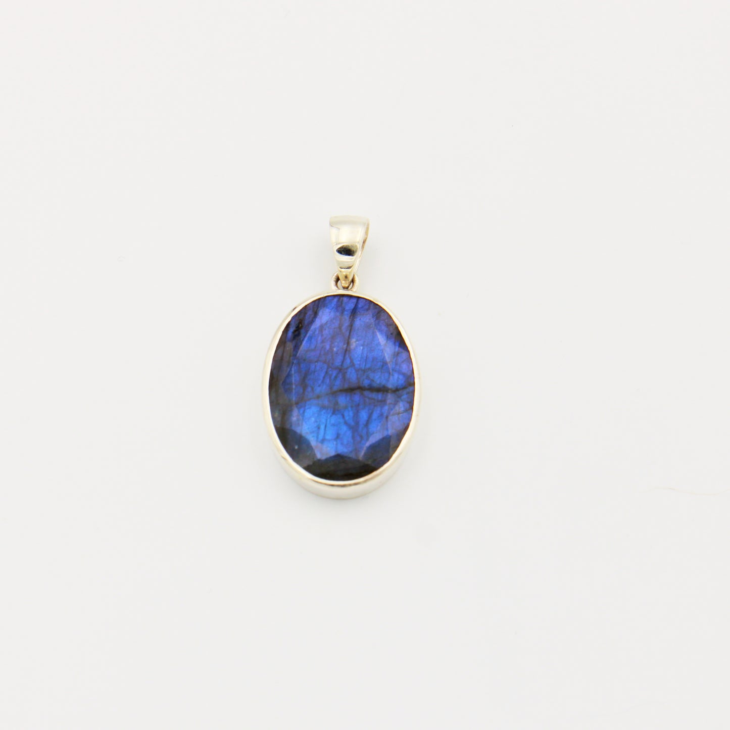 Labradorite Oval Faceted Sterling Pendant