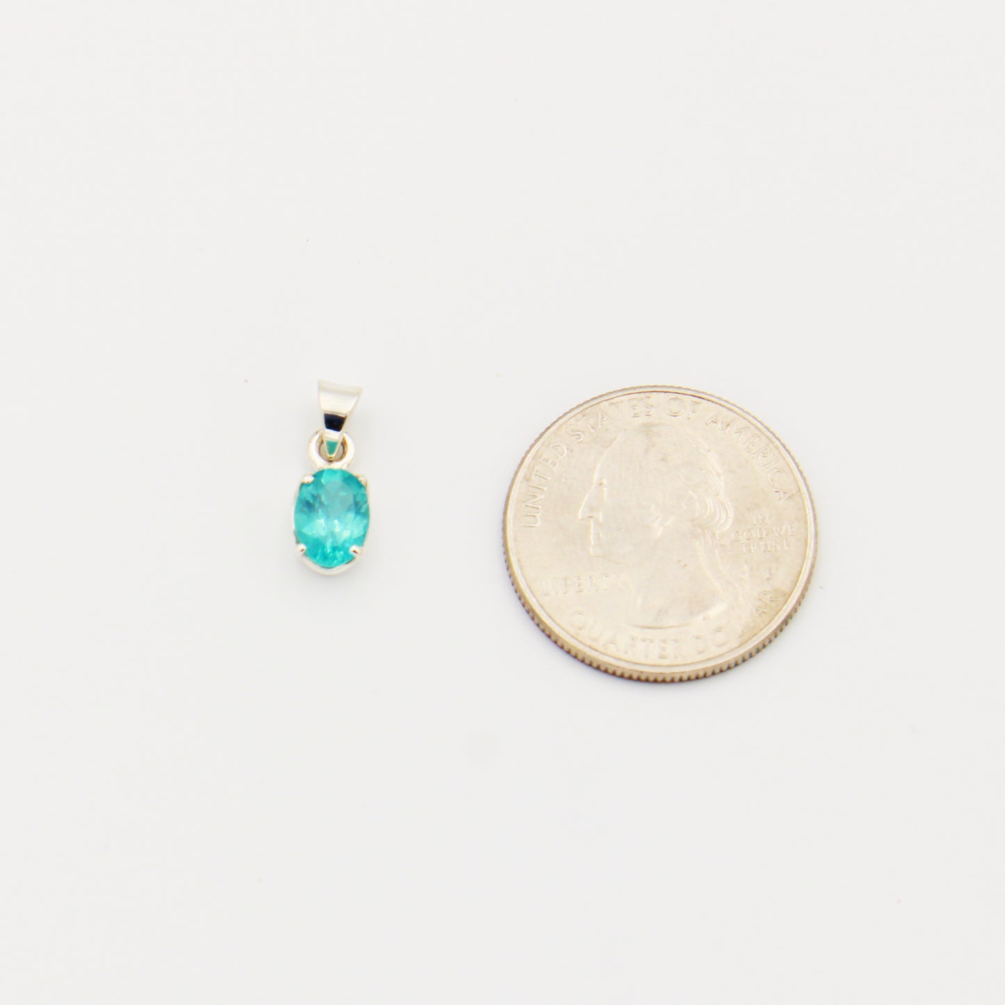 Apatite Oval Sterling Prong Pendant