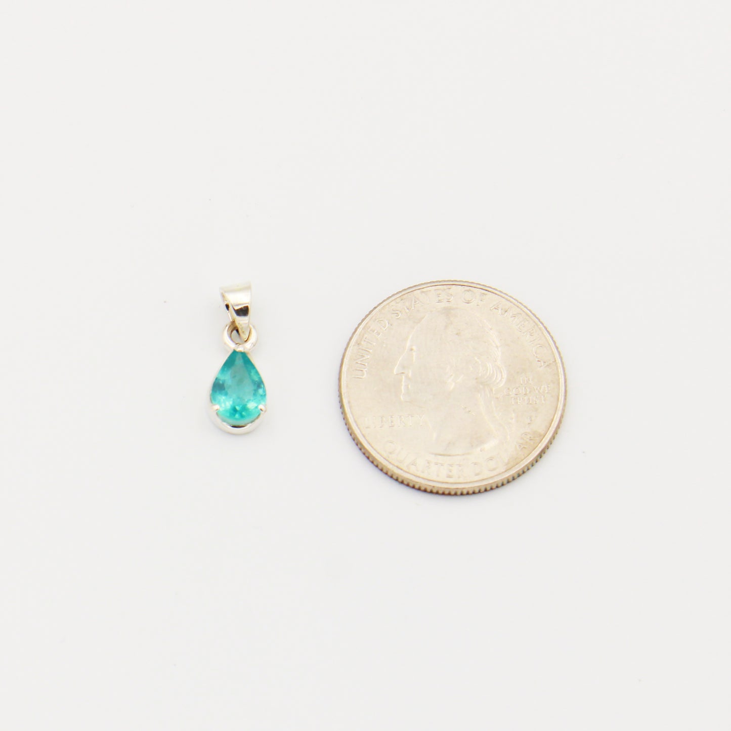 Apatite Small Teardrop Sterling Prong Pendant