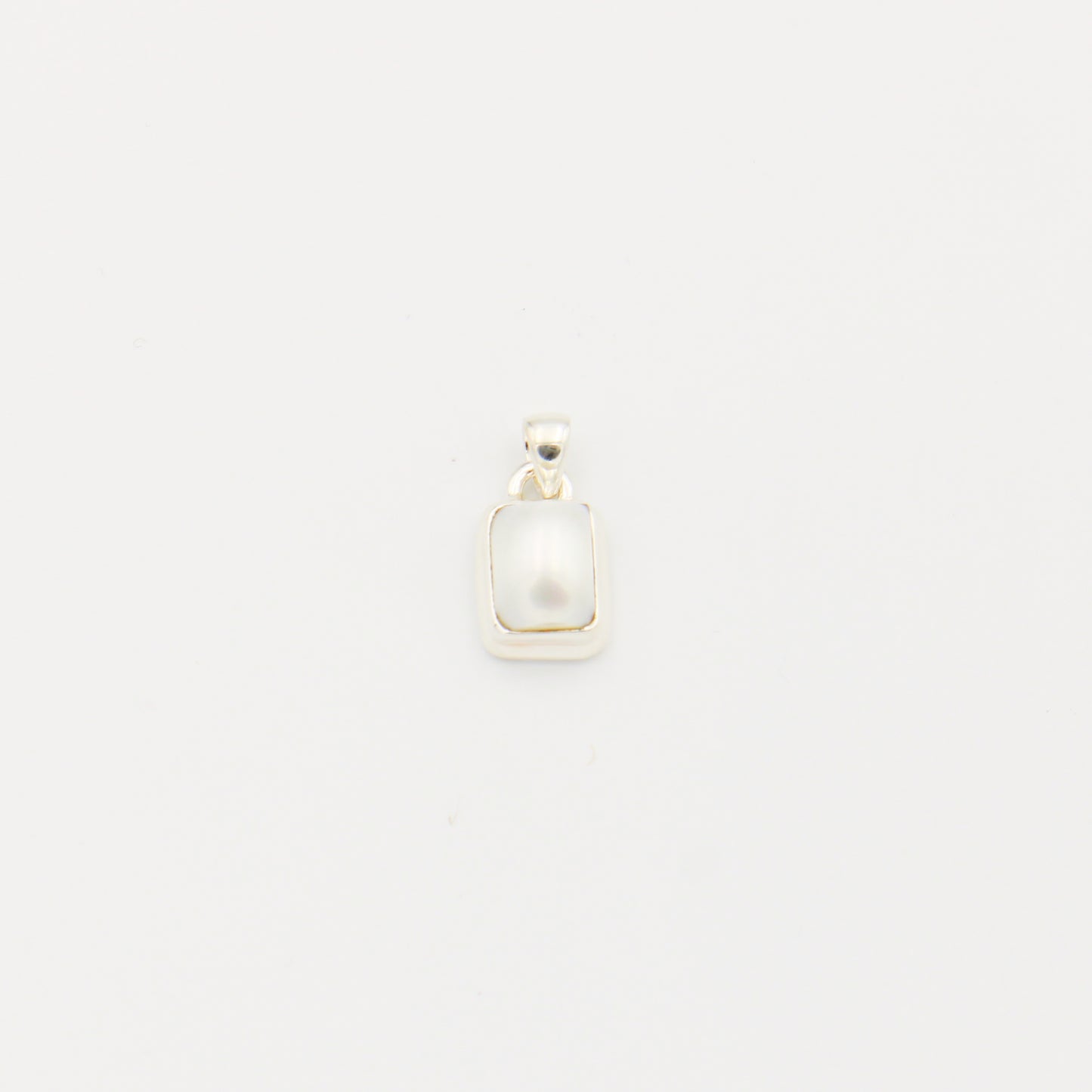 Pearl Rectangle Sterling Bezel Pendant