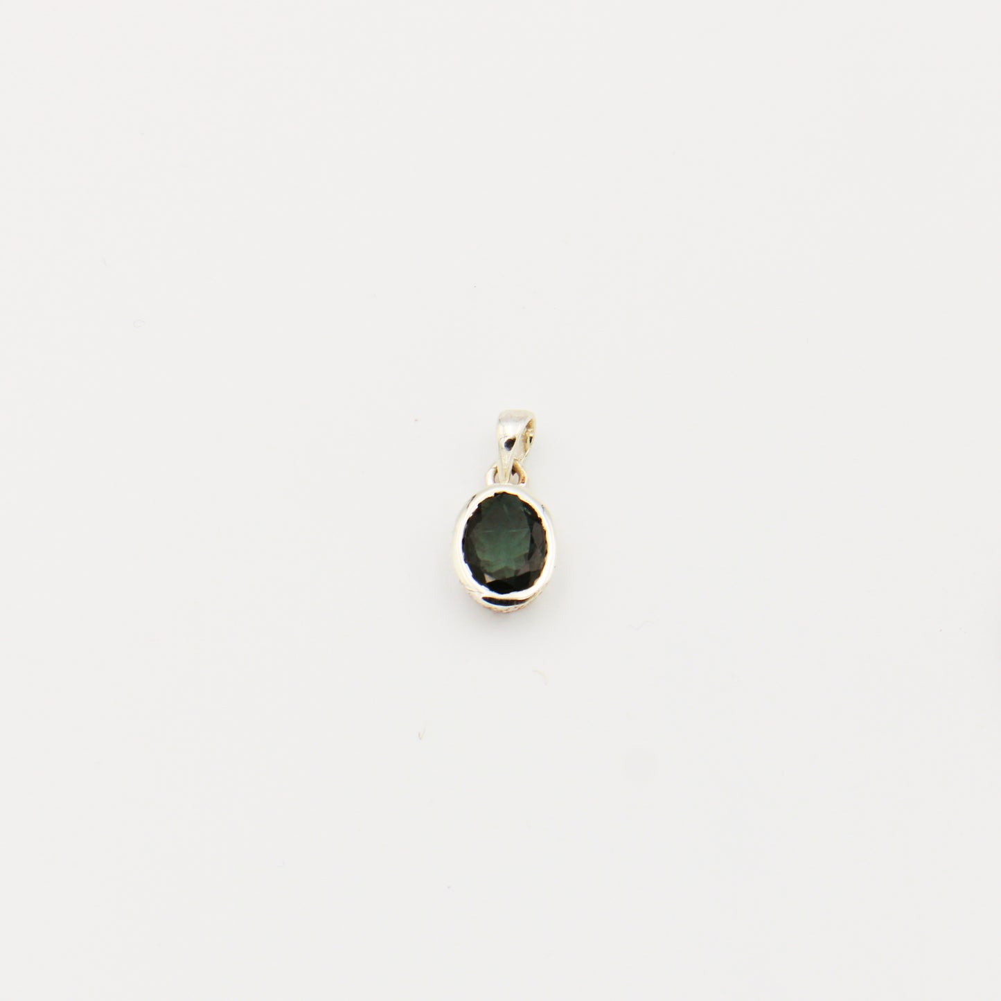 Green Tourmaline Oval Faceted Sterling Pendant