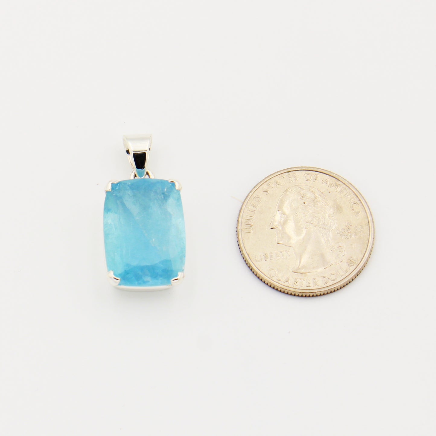 Aquamarine Faceted Prong Sterling Pendant