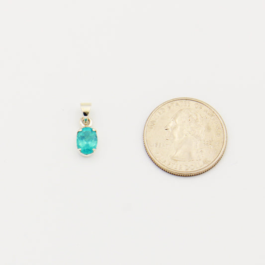 Apatite Oval Sterling Prong Pendant